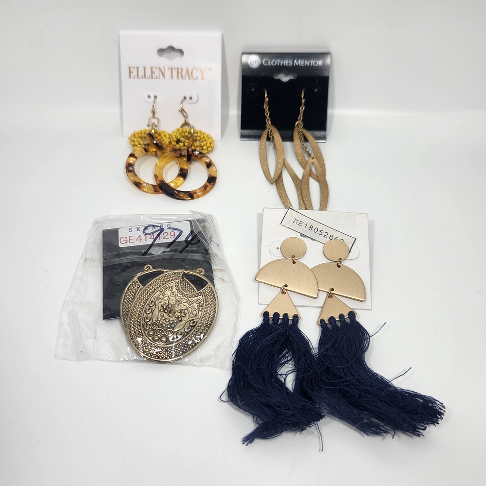 Ellen Tracy Gold and Brown Hoop Earrings